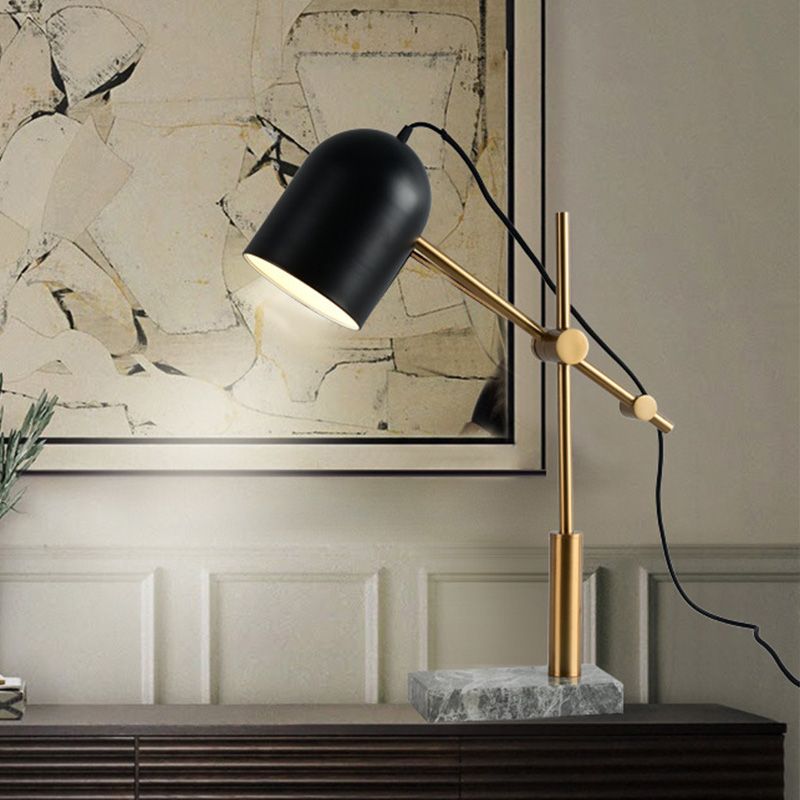Modern Cylinder Table Light Metal 1 Bulb Small Desk Lamp in Black with Rotating Node