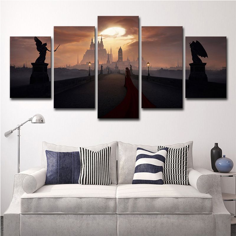 Brown Angel and Demon Wall Art Multi-Piece Modernism Teenage Bedroom Canvas Print