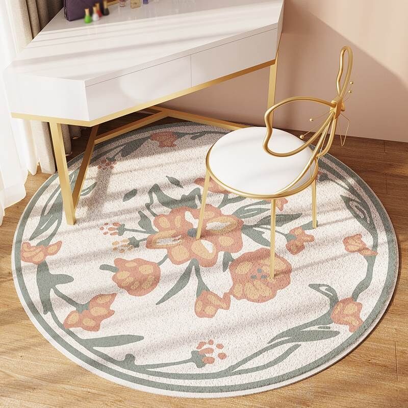 Contemporary Pastoral Flower Rug Indoor Rug Stain Resistant Washable Anti-Slip Backing Rug