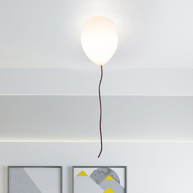 White Balloon Shade Flush Mount Light Contemporary 8"/10" W 1 Head Opal Glass Ceiling Mounted Fixture, Warm/White Light