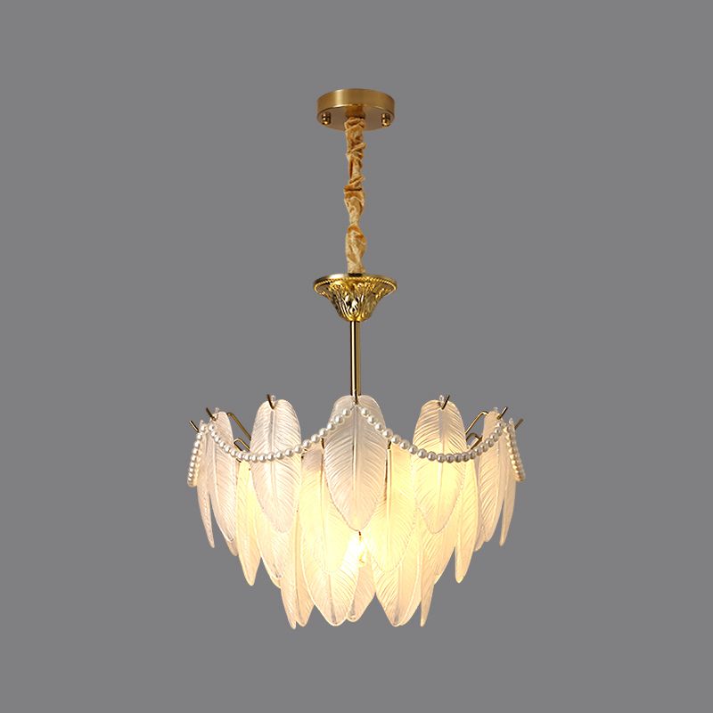Gold Metal Chandelier Light Fixtures American Style Multi-Head Suspension Lamps for Living Room