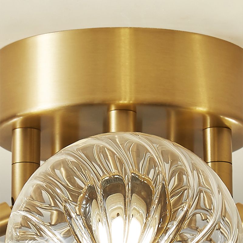 Modern Flush Light Fixtures Transparent Glass Sphere Flush Mount Lamp in Gold
