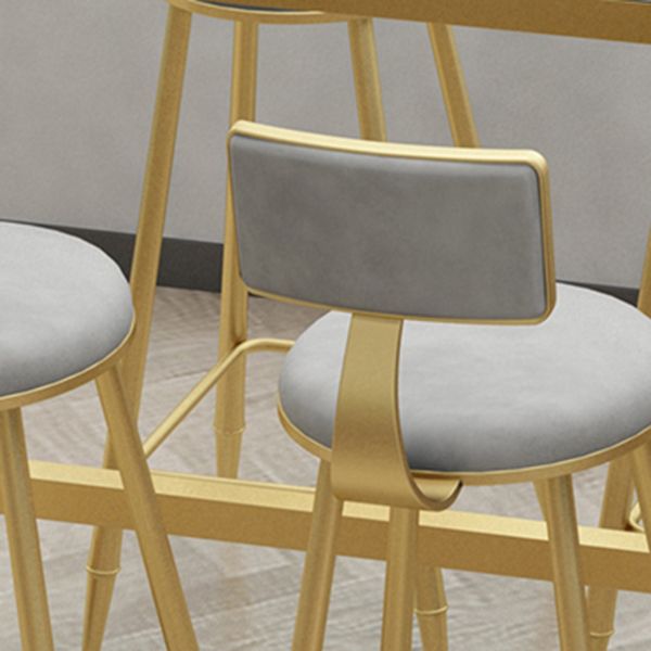 1/5/9 Pieces Glam Iron Bar Table Set Rectangle White Faux Marble Bistro Set with Footrest