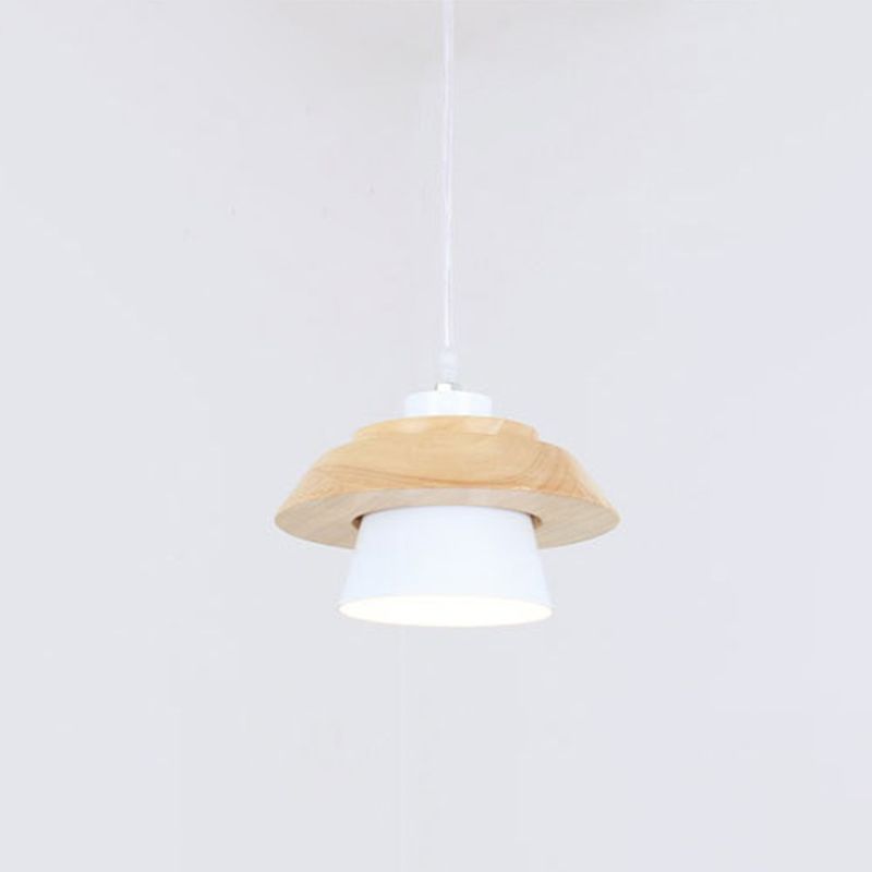Wood Minimalism Hanging Ceiling Light Cone Pendant Light for Dining Room