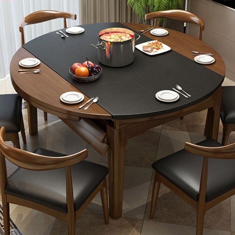 Dining Room Dinner Table 4 Legs Extendable Wood Dining Table