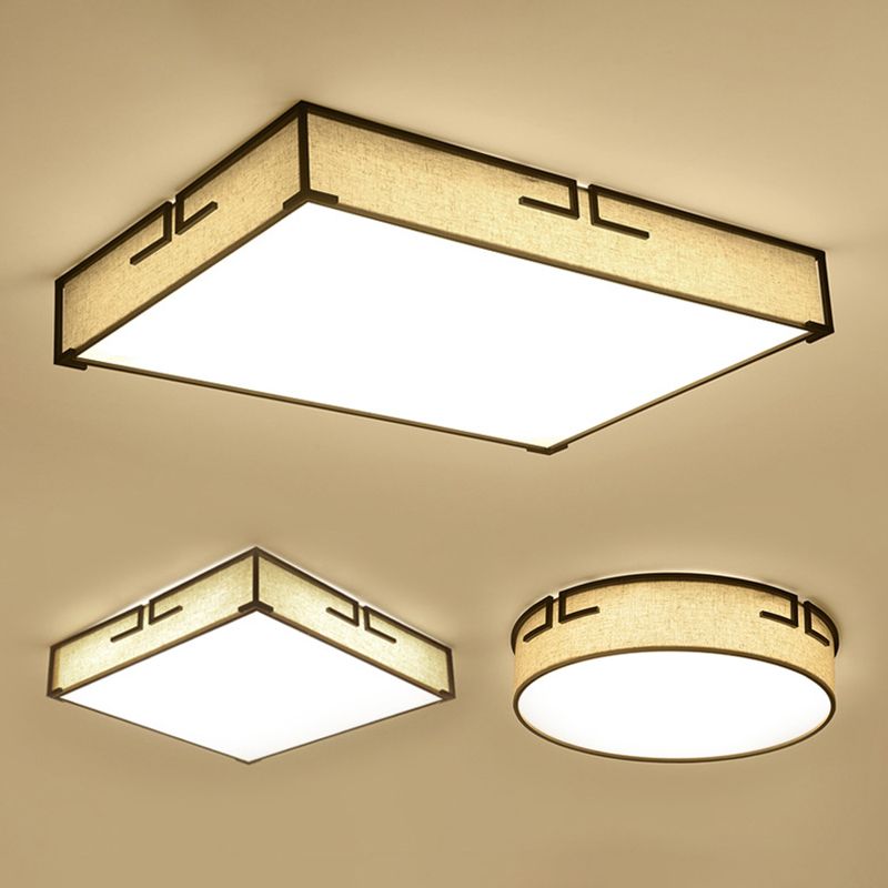 Acryl Beige LED Deckenleuchte im klassischen klassischen Stil Fabrics Flush Mount für Innenräume
