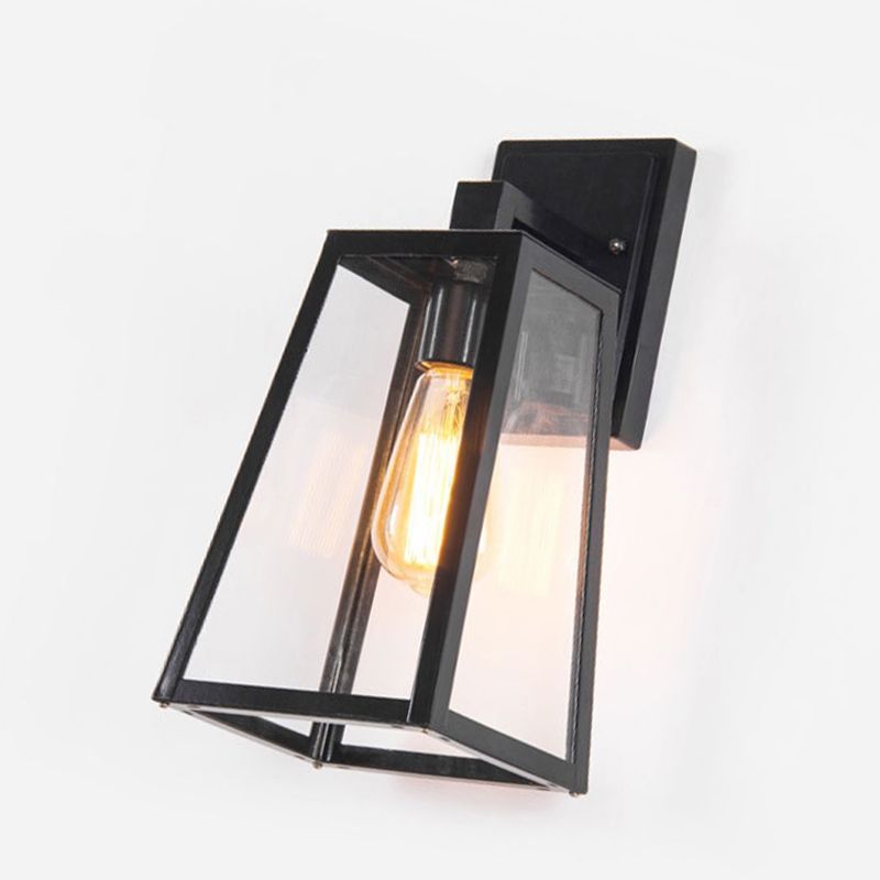Industrielle Vintage Wandlampe Aluminium Geometrische wasserdichte Wandleuchten mit klarem Glasschatten