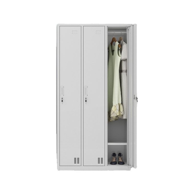 Modern Style Wardrobe Gray Colour Metal Wardrobe Closet with Locks