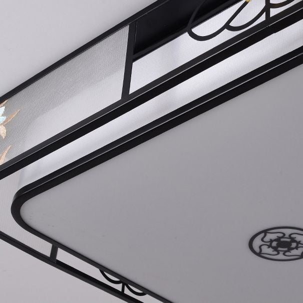 Geometric Flush Mount Lighting Fabric Traditional Chinese style Flush Ceiling Light Fixtures for Bedroom