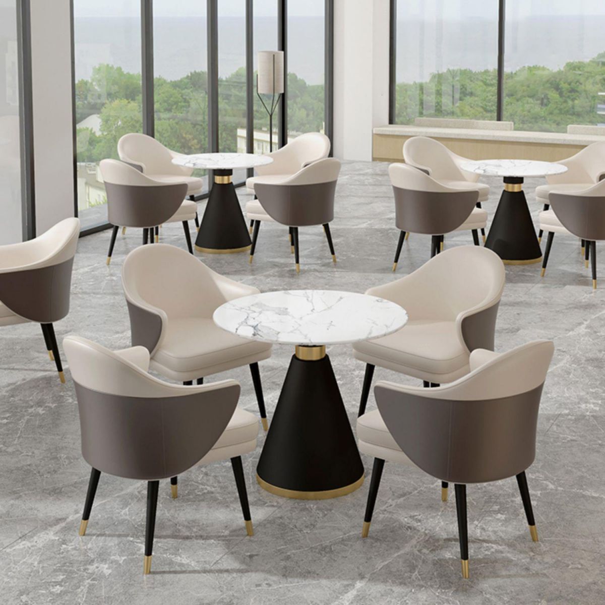 Contemporary 1/2/5 Pieces Dining Set Round Dining Room Table Set for Home