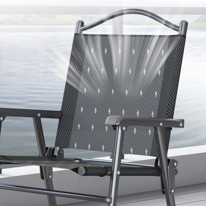 Modern 1/3 Pcs Bistro Set Square Metal Dining Table Set in Black