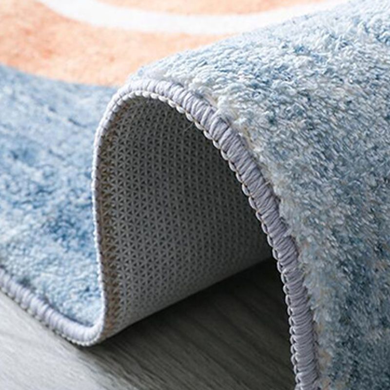 Light Navy Modern Rug Polyester Graphic Indoor Rug Non-Slip Backing Rug for Home Decor