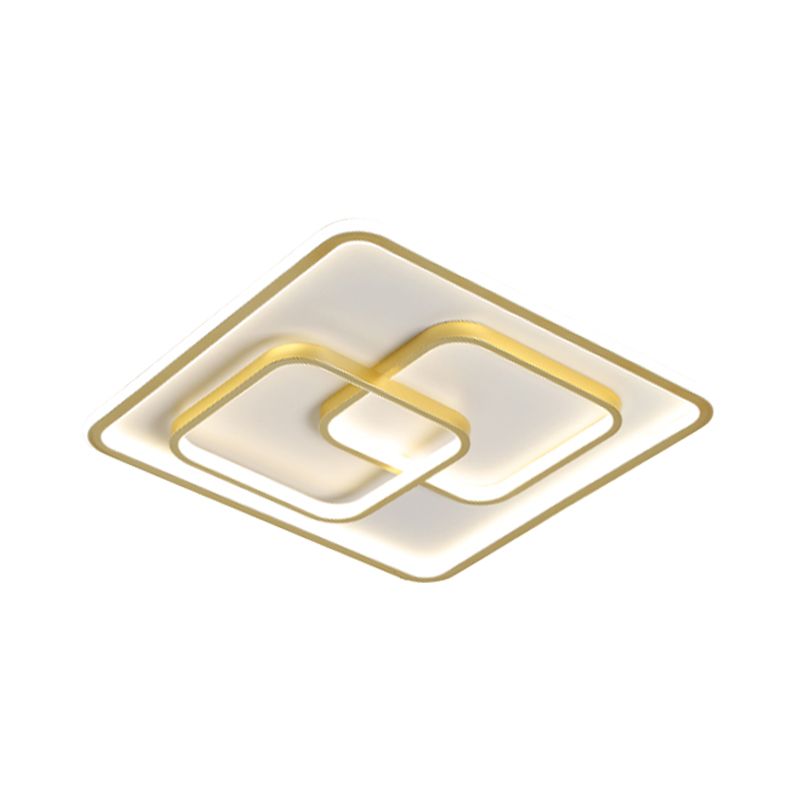 Lampada da soffitto a incasso quadrata metallica moderna 16.5 "/20.5" W LED in oro per camera da letto