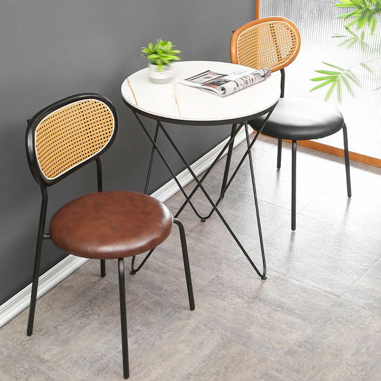 Faux Leather Armless Dining Chair Contemporary Open Back Dining Room Side Chair