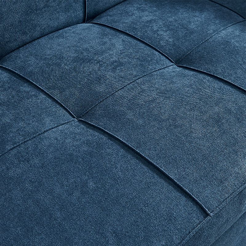 Blue 35.43" Wide Sofa Bed Linen Sleeper Sofa with Biscuit Back