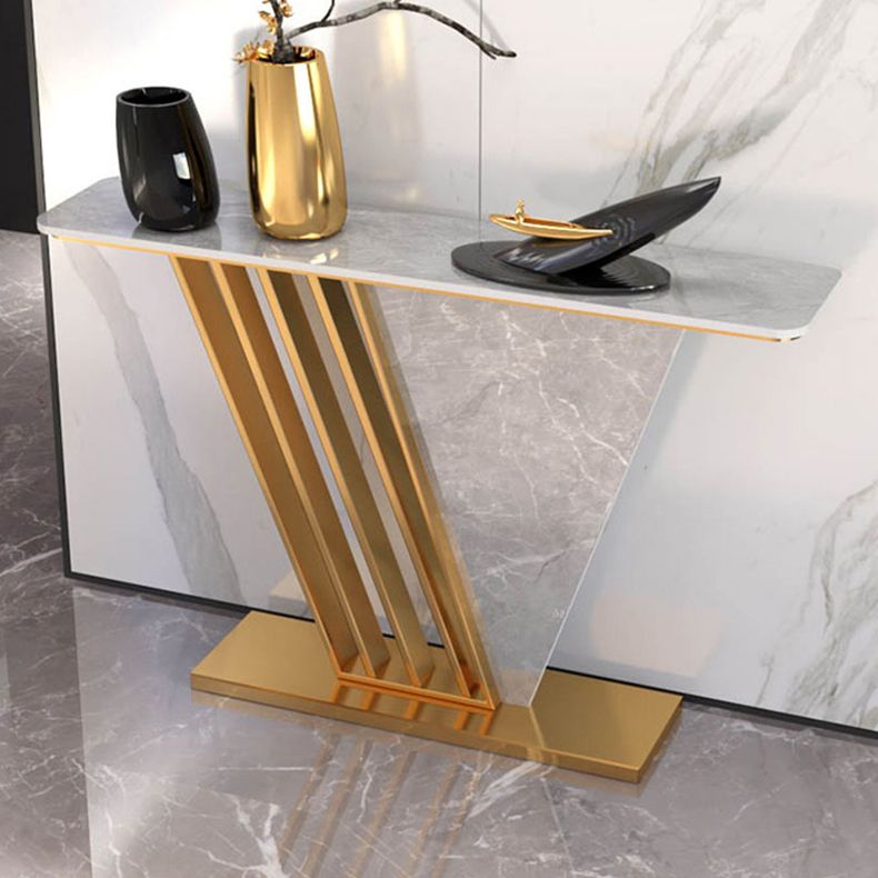 Stone Rectangle Accent Table Modern 31.5" Tall Console Table with 1 Shelf