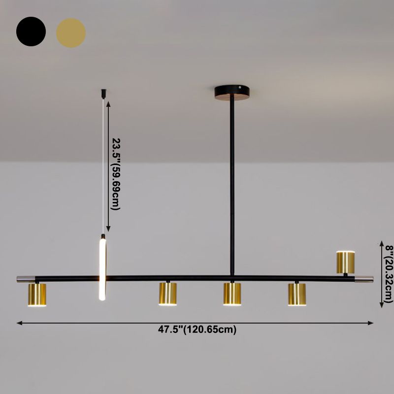 Cylinder Island Lighting Contemporary Metal Island Lighting Fixture for Kitchen