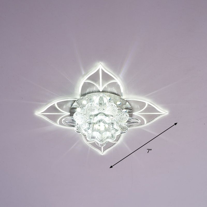 Plafonnier encastré en cristal Blossom, éclairage encastré contemporain à LED transparent pour couloir