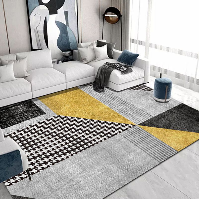 Modern geometrisch patroon Tapijt Grijs Polyester Gebied Rug vlekbestendig gebied Rug voor thuisdecoratie