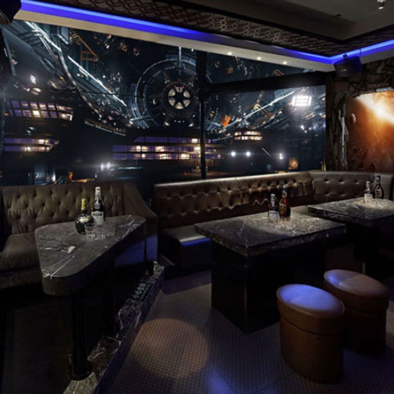Cool 3D Outer Space Mural Wallpaper for Accent Wall, Black and Grey, personalized Size Available