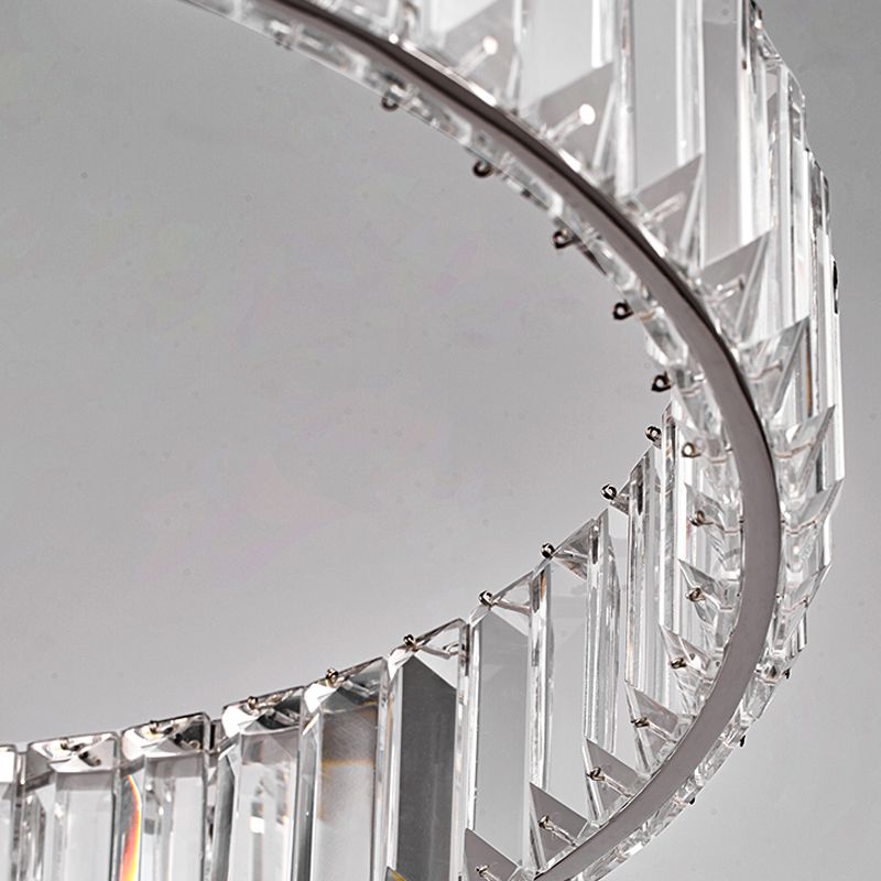 Modern Simple LED Chandelier Crystal Circular Pendant Light for Bedroom