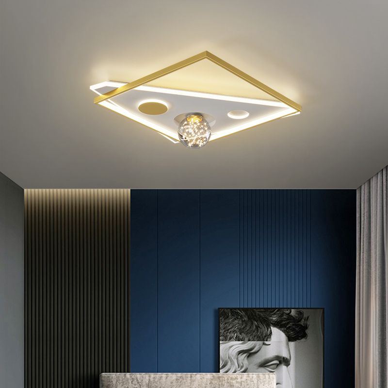 Simplicity Lighting Fixture Gypsophila LED Flush Mounted Ceiling Lights with Glass Shade