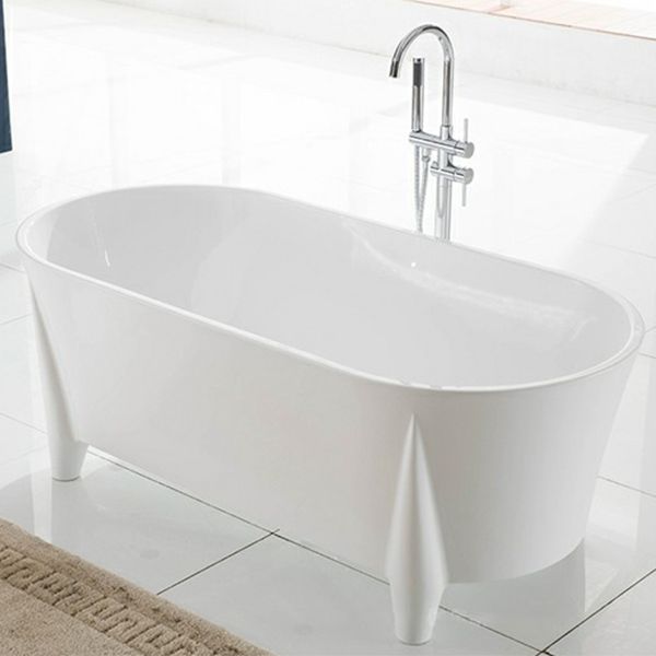Modern Acrylic Oval Bathtub Freestanding Soaking Bathtub for Bathroom