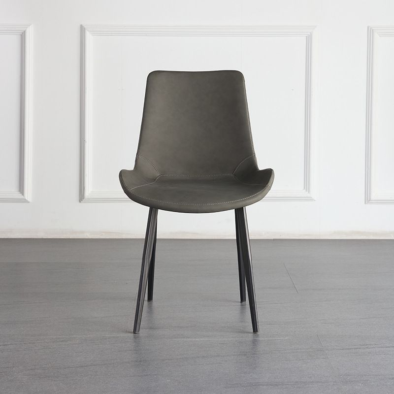 Sillas auxiliares de comedor de cuero de estilo industrial Silla con respaldo sólido para cocina (juego de 2)
