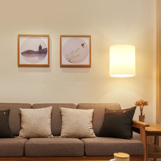 Cylinder Wall Sconce Lighting Modern Glass White Wall Mount Light Fixture for Bedroom