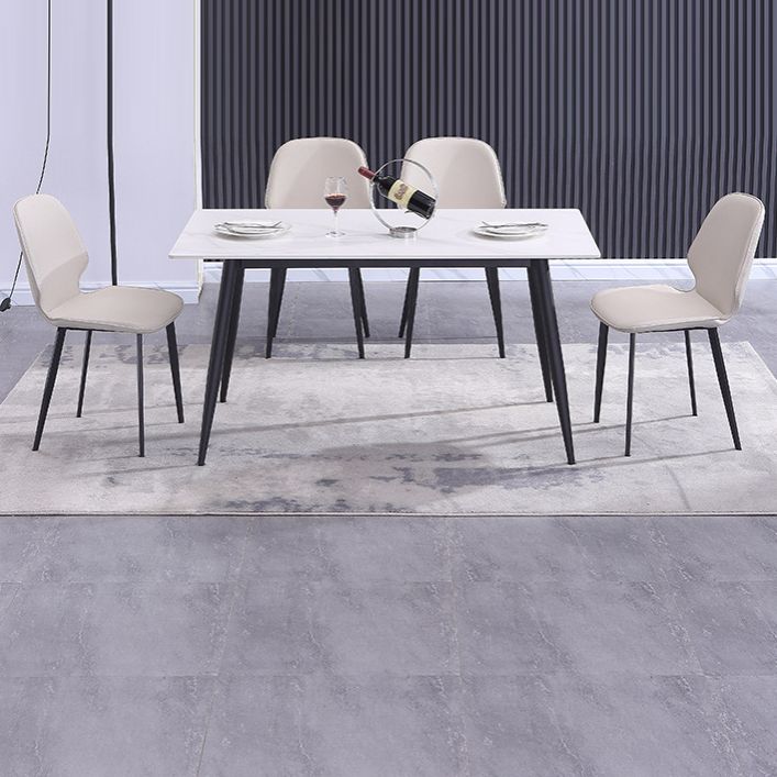 Modern Sintered Stone Dining Table Set White Rectangle Formal Dining Set