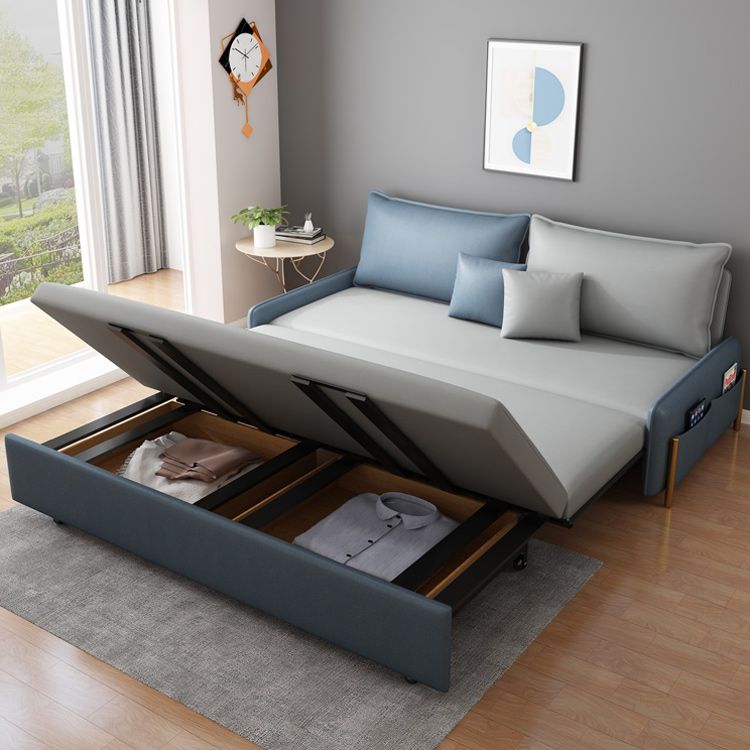 Contemporary Style Faux Leather Armless Sofa Bed for Apartment Use