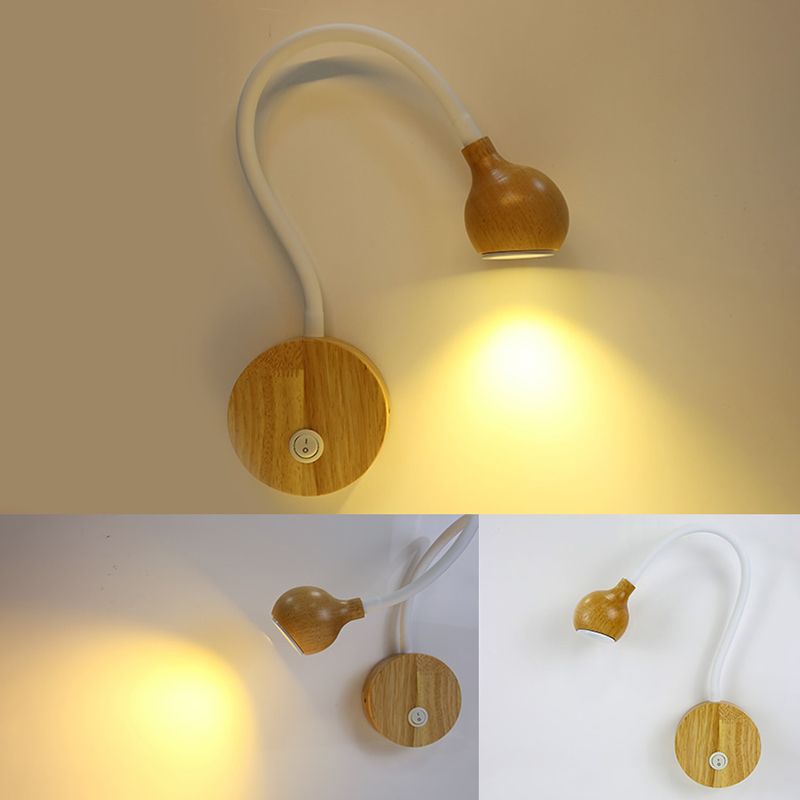 Holz moderne 1-Licht-Wandleuchte bewaffnetes Lesung Lampe für Schlafzimmer