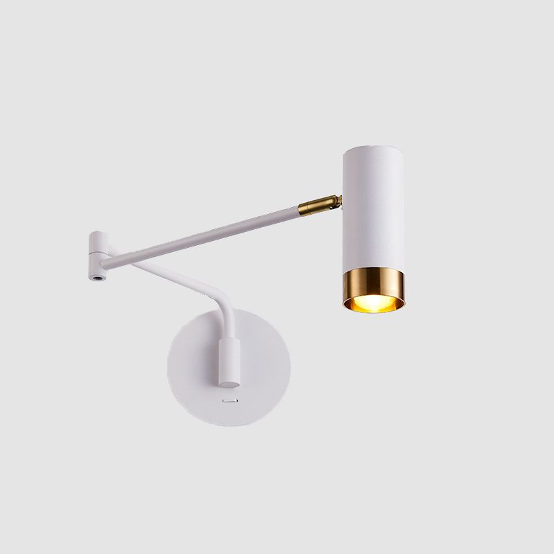 Modern Creative 1-Light Wall Lamp Cylindrical Iron Wall Light for Bedroom