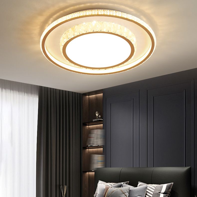 Lampe de plafond LED en cristal de forme géométrique de Style Simple moderne en fer 2 lumières pour chambre à coucher