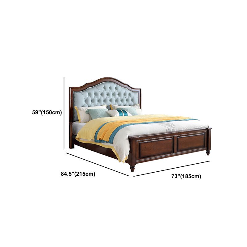 Brown Traditional Panel Bed with Storage Upholstered Headboard Bed, 59.05" High
