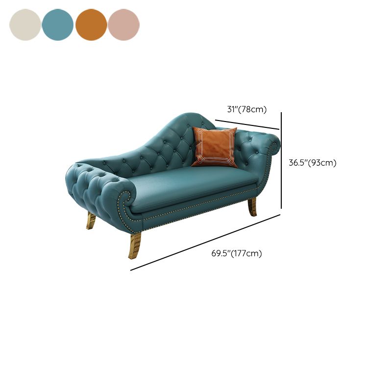 Traditional Leather Accent Chair One Armed Rolled Arms Chaise