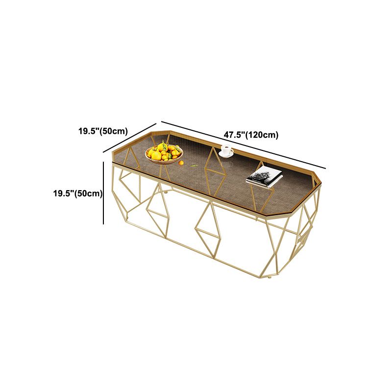 Modern Frame Coffee Table Rectangular Glass Top Cocktail Table for Living Room