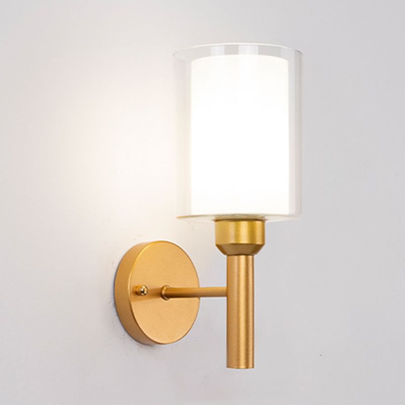 Contemporary Black/Golden Bathroom Vanity Light 1 Light Glass Bath Bar