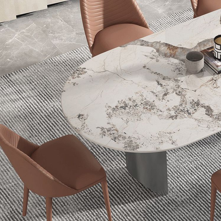 Luxury Sintered Stone Kitchen Home Fixed Double Pedestal Dining Table