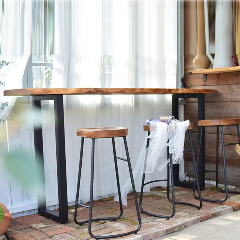 Modern Solid Wood Counter Set 1/2/4 Pieces Rectangle Bar Table Set in Natural