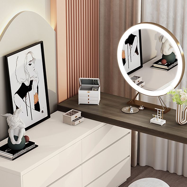 Bedroom Simple Make-up Vanity and Stool in White with Drawers
