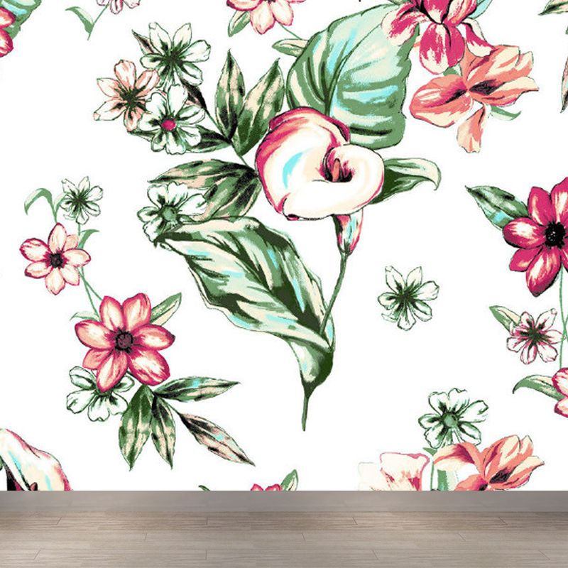 Soft Color Tropical Mural Wallpaper Big Botanical Leaves Wall Covering for Playroom
