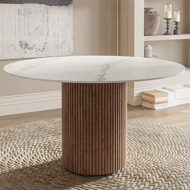 Round Dining Table Contemporary Dining Table with Solid Wood Pedestal