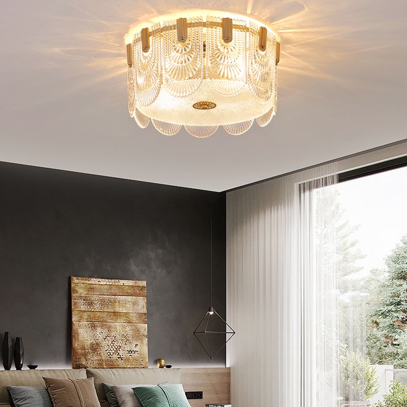 Lampade da incasso in metallo Lampade da soffitto tradizionali a semi-incasso con paralume in vetro