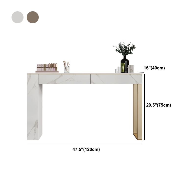 Two Piece Luxurious Vanity Set Stainless Steel and Stone Dresser