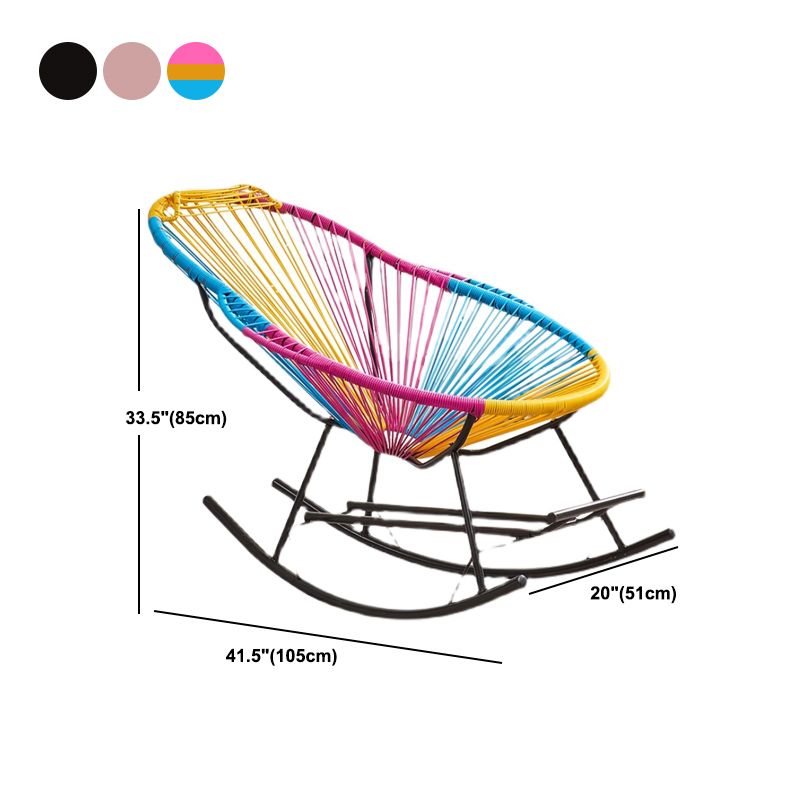 Creative Indoor Rocking Chair Woven Rope Rocker Chair with Dark legs