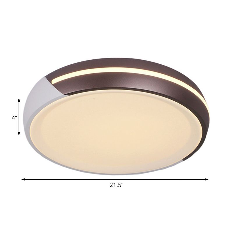 Plafonnier rond à encastrer de 45,7 cm/54,1 cm de diamètre, luminaire encastré à LED marron en acrylique simple, lumière chaude/blanche