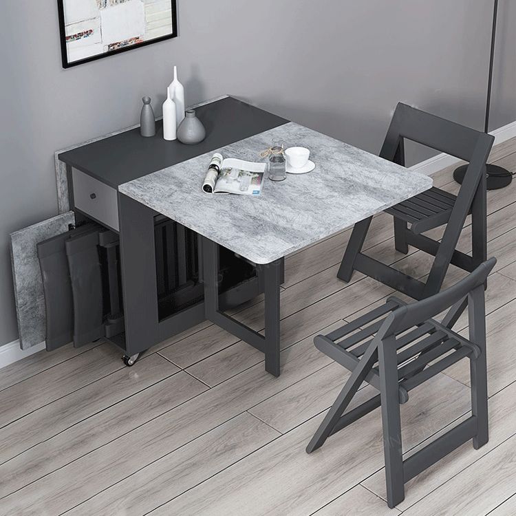 Moderne moderne rechthoekige eettafel drop-bladtafel met vaste houten basis met vaste houten basis