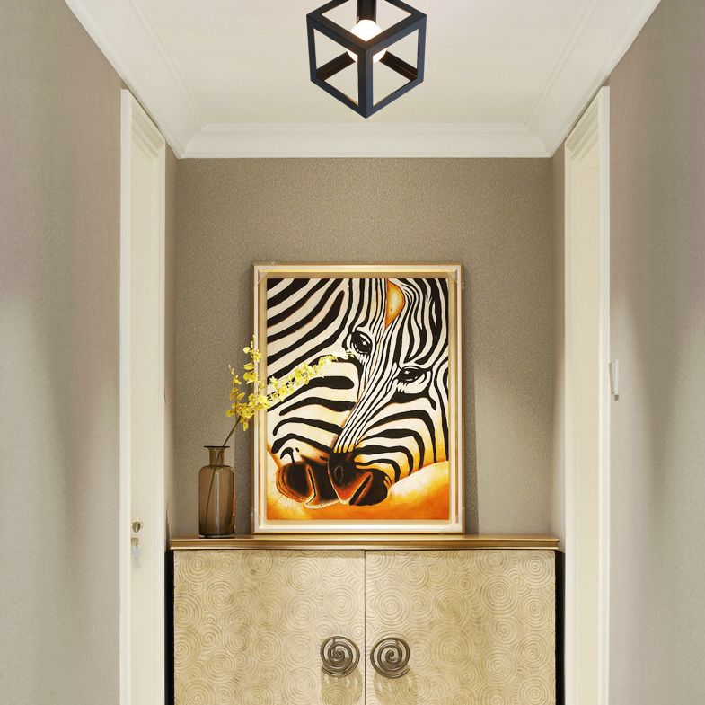 Marco geométrico de hierro forjado mini luz de techo de estilo jubilado de estilo industrial