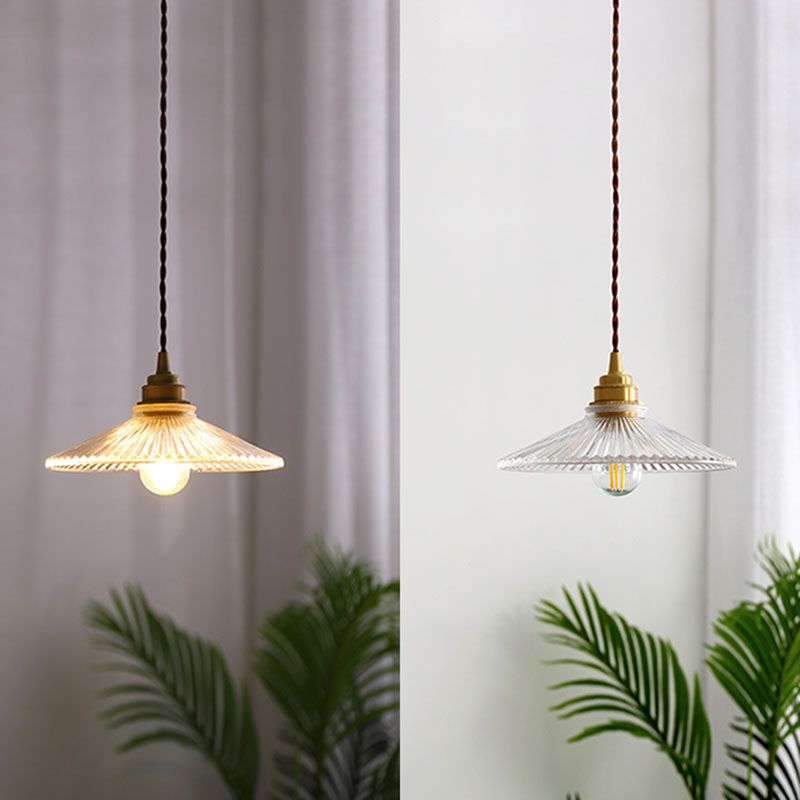 Prismatic Glass Vintage Hanging Pendant Light 1-Light Drop Pendant for Dining Room